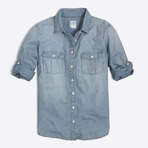 J.Crew Factory denim chambray perfect shirt